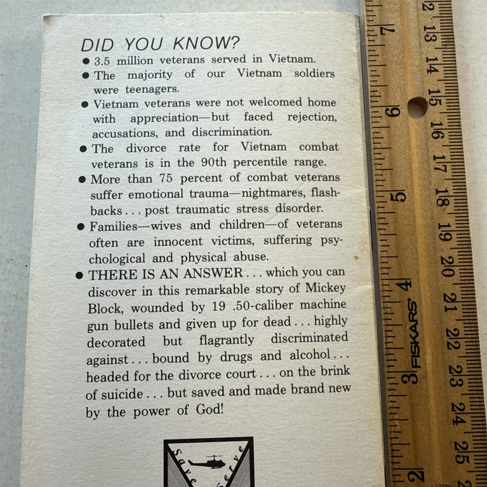 Mickey Block story Vintage Christian Testimony Vietnam War Veteran Bible tract - Image 4 of 4