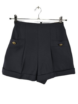 SANDRO High-Waist-Shorts Damen Kurze Hose Gr. DE 34 dunkelblau Casual-Look