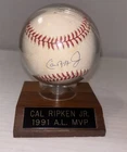 Cal Ripken Jr Signed Baseball Display 1991 A.L MVP Official Ball American League