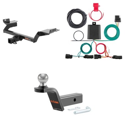 CURT Trailer Hitch Package Towing Kit, Wiring, 45155 2in Rise Ball Mount - 13186