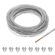1/16 Clear Vinyl Coated Wire Rope 197ft Galvanized Steel(8PCS M3 Loop Sleeves)