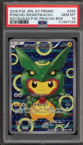Pokemon Poncho-Wearing Pikachu Rayquaza Japanese Full Art Promo 230/XY-P PSA 10