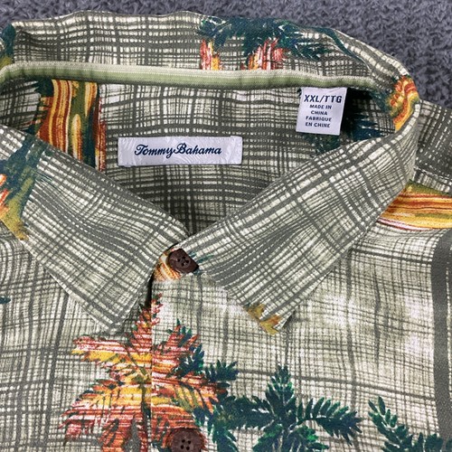 Tommy Bahama Hawaiian Shirt Mens XXL Camp Collar Palm Beach Green - Picture 3 of 14