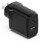 Cygnett PowerPlus 32W Dual Port (20W USB-C + 12W USB-A) PD Fast Wall Charger-Bla
