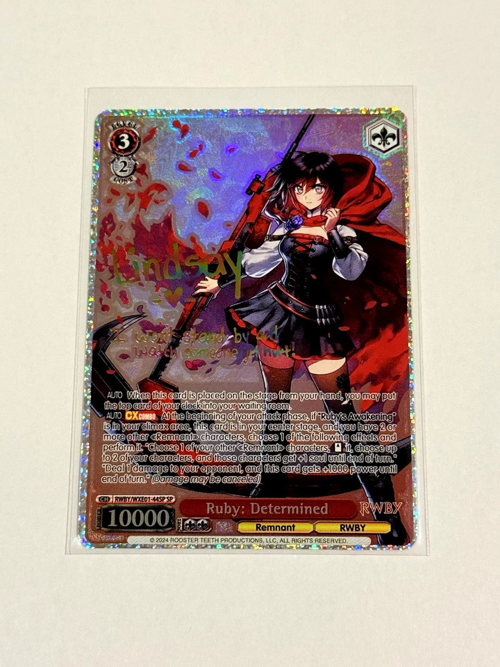 Weiss Schwarz RWBY Premium Booster- Ruby: Determined SP Signed Rainbow Signature - Image 3 of 4