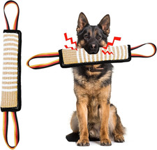 Dog Tug Toy,Bite Jute Pillow Pull Toy Squeaky Dog Toys with Handles
