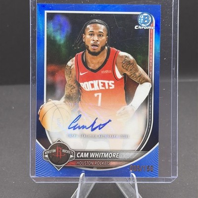 Cam Whitmore, 2025-26 Topps Bowman Chrome, Mojo Auto Blue/150. Houston Rockets. 