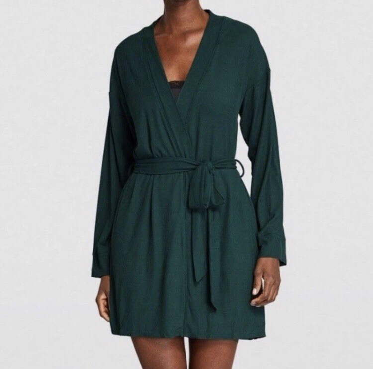 Skims Soft Lounge Rib Stretch Modal Robe Cypress XS | eBay