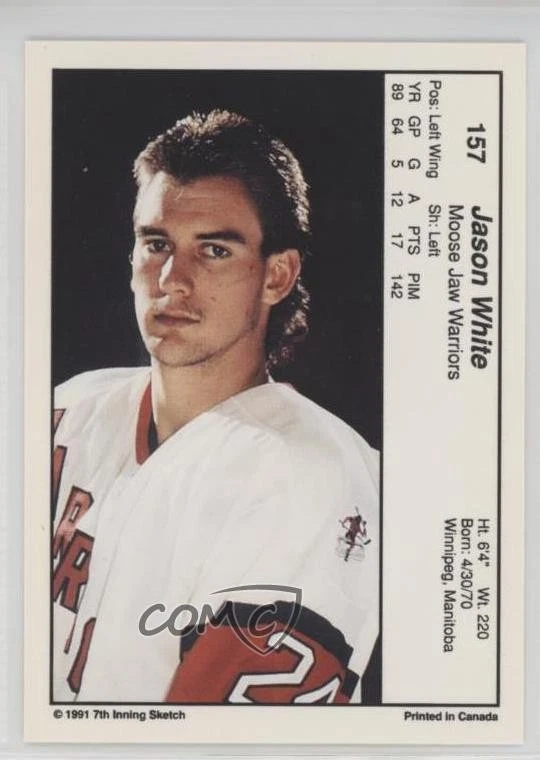 1990-91 7th Inning Sketch WHL Jason White #157 - Image 2 of 2