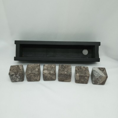 Whisky Stone Set with Wooden Storage Tray Set of 6 Cubes Great Father's Day Gift