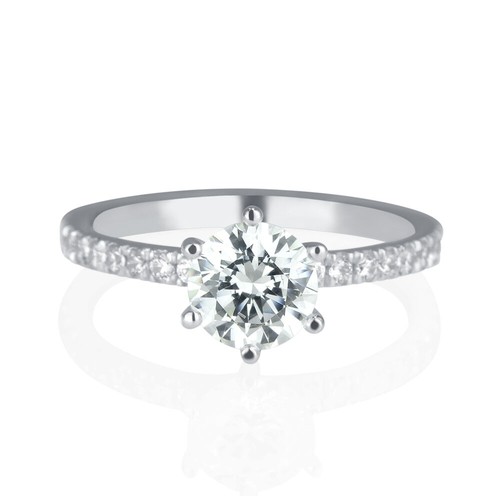 1 CT Diamond Engagement Ring Round Cut H/SI1 14K White Gold Size 6 - Picture 4 of 5