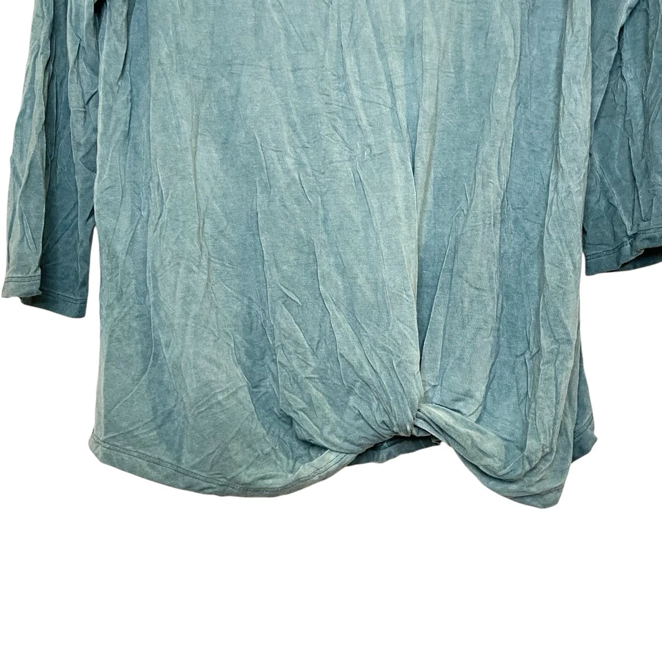 Camiseta Top Jane and Delancey Verde azulado lavado mineral nudo torcido frontal elástica talla S Foto 3 de 4