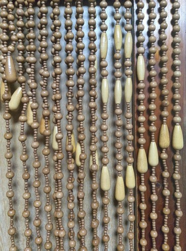 Vintage Noren Sudare Natural wood bead curtain Retro Interior Tamanoren retro - Picture 4 of 6