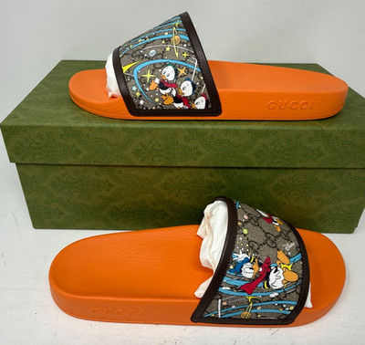 Gucci GG Men's x Disney Pursuit Donald Duck Slides Sandals
