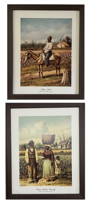 William Aiken Walker ''Whoa Mule'' & ''Cotton Picker Family'' FRAMED PAIR  Black Art