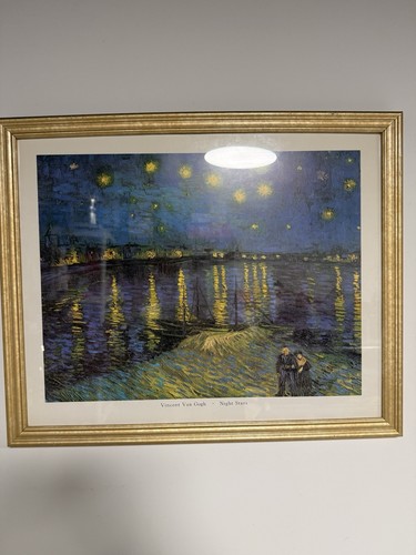 Vincent Van Gogh Framed Print Starry Night - Night Stars Matching Gold Frame - Picture 4 of 24