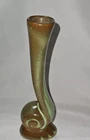 Vintage Frankoma Pottery Snail Bud  Vase Green/ Brown