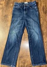 Old Navy Adjustable Waist Straight Leg Boy's size 12 Dark Wash Blue Denim Jeans