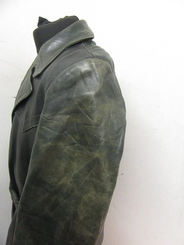 VINTAGE WW2 GERMAN MOTORCYCLE LEATHER DISPATCH RIDERS TRENCH COAT JACKET SIZE M - Picture 10 of 22