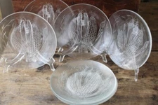 Vintage Embossed Wheat & Corn Plate 8inch Clear Glass  France Set Of 6