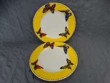 Lynns Maesto Yellow Butterfly Dinner Plates 10.5", Set Of 2, Discontinued