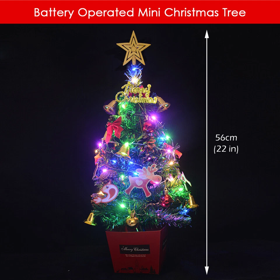 2ft Small Christmas Tree Mini Tabletop Artificial with Lights Decor DIY Ornament - Image 2 of 4