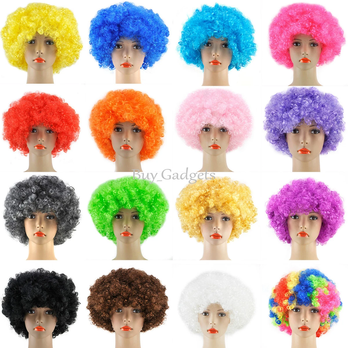 CURLY AFRO FANCY DRESS WIGS FUNKY DISCO CLOWN STYLE MENS LADIES COSTUME 70S HAIR
