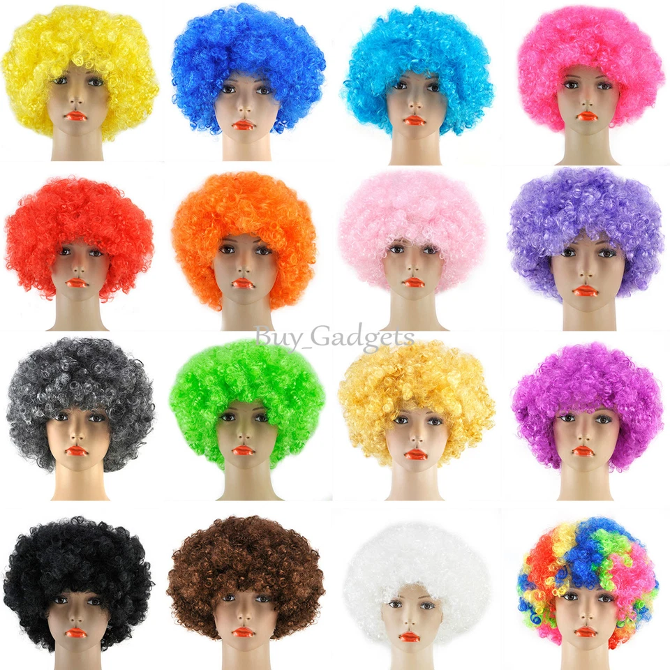 CURLY AFRO FANCY DRESS WIGS FUNKY DISCO CLOWN STYLE MENS/LADIES COSTUME 70S HAIR