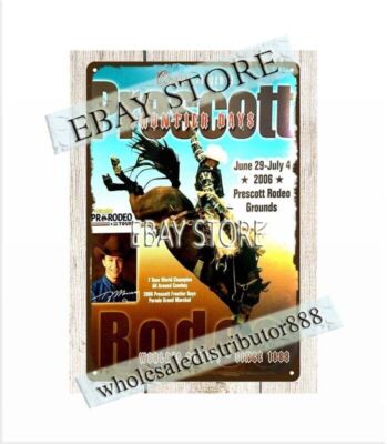 beautiful room decoration cowboy horse Frontier Days Rodeo metal tin sign