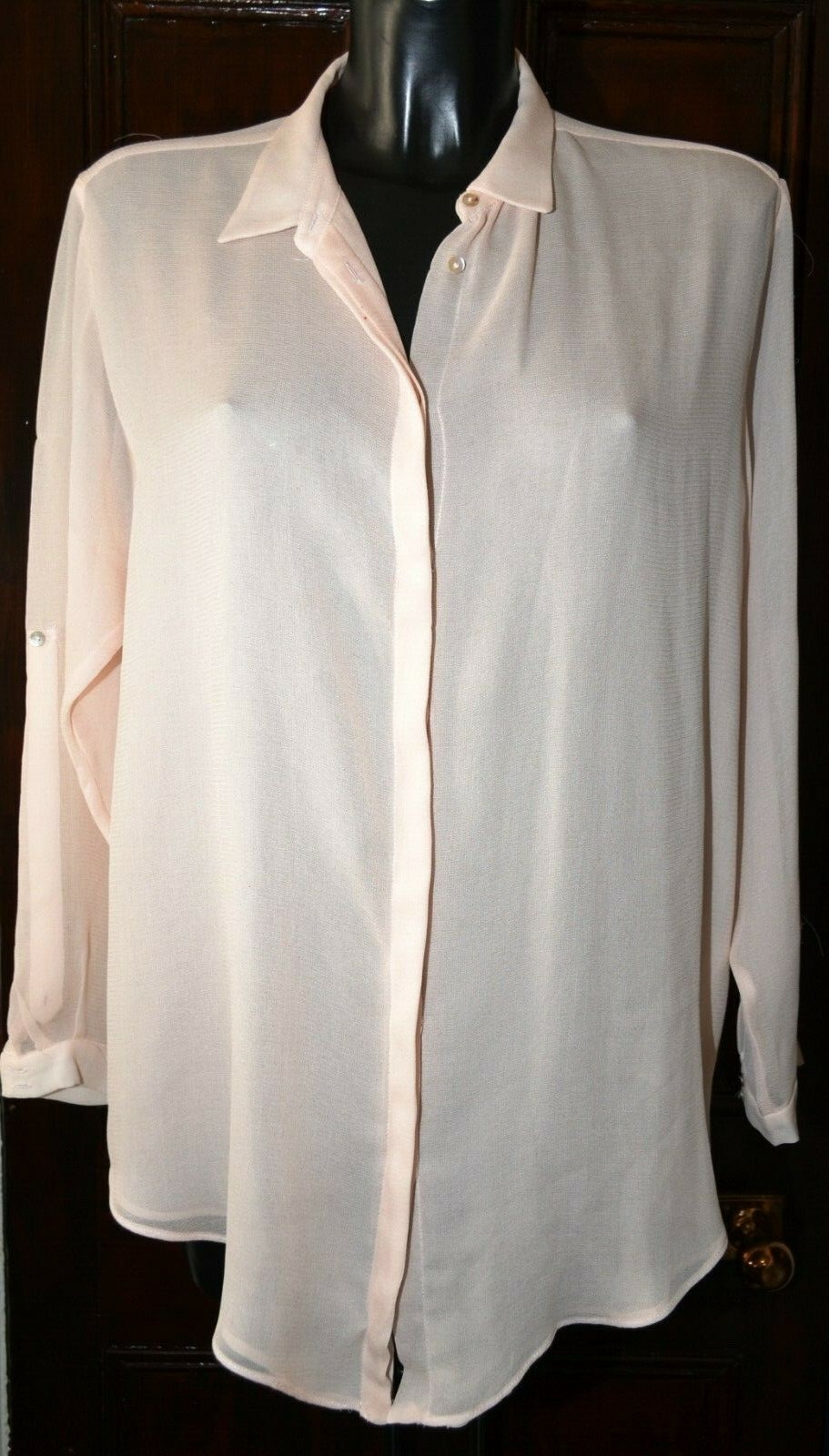 ZARA BASIC PEACH POLYESTER CLASSIC BLOUSE SIZE ME… - image 2