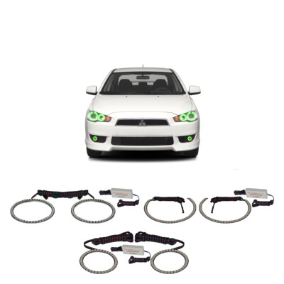Bright Green Angel Eye Headlight Fog Light Halo kit for Mitsubishi Lancer 08-16