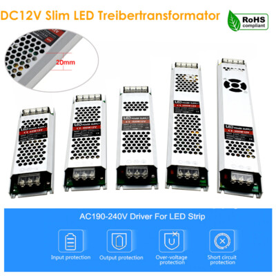 LED Slim Transformator DC12 Volt Treiber Treiber Trafo Vorschaltgerät IP20