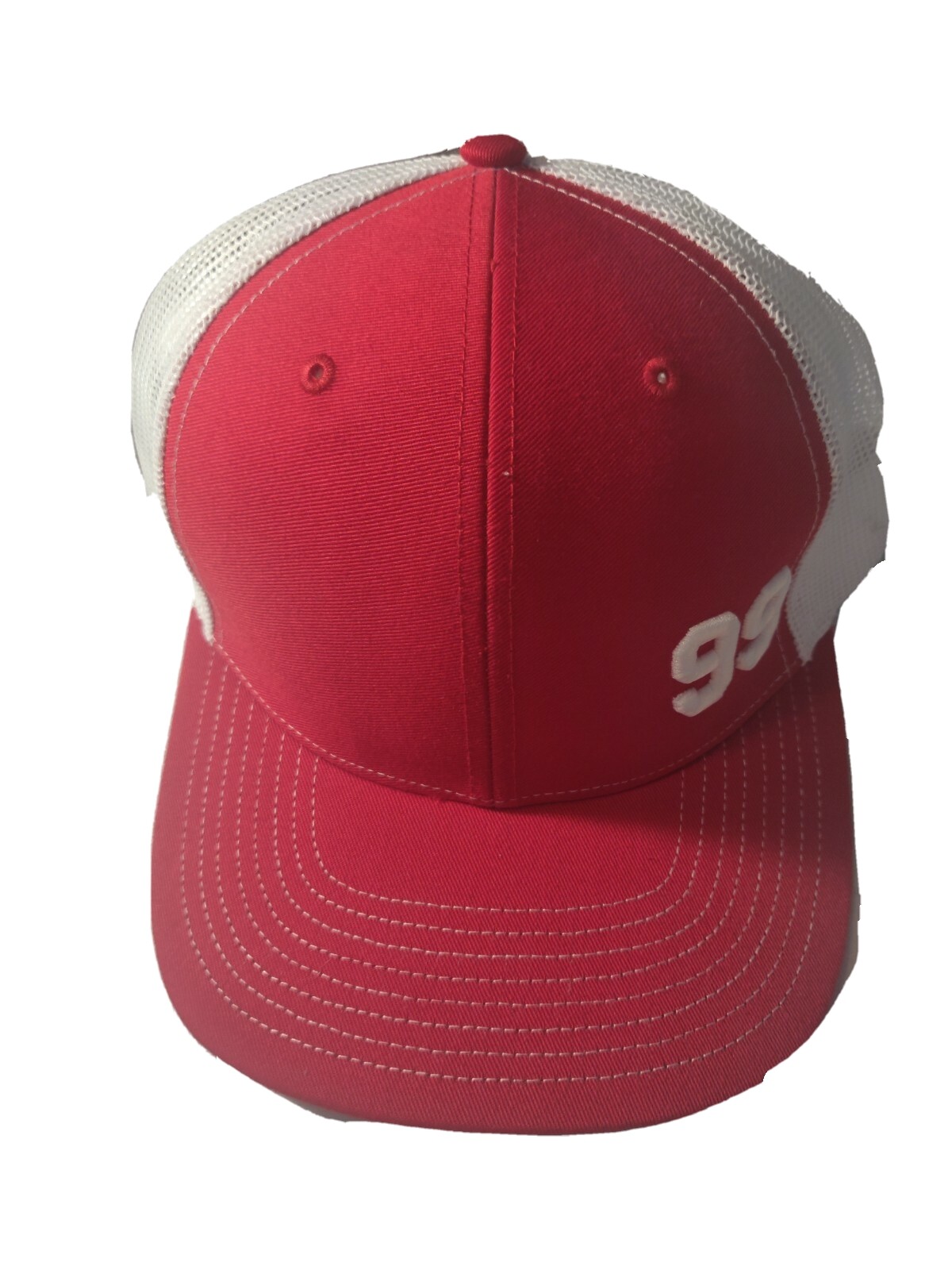 Baseball Cap Hat~99 Logo~White/Red~Adjustable-image