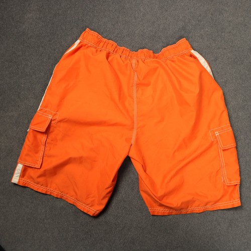 Repaired Okanu Surf Swim Board Shorts Trunks Mesh-Lined Racing Stripes Orange XL - Picture 4 of 18