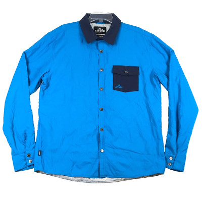 Strafe Mens XL Alpha Shirt Jacket Quilted Lightweight Snap Polartec Blue