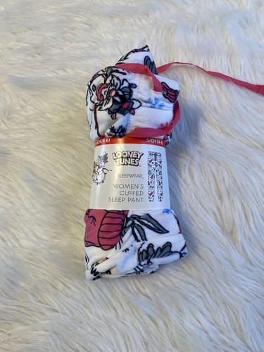 Looney Tunes Pajamas Womens Size Small (4-6) White Cuffed Pajama Pants NEW - Picture 4 of 5