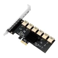 PCI-Express 1x to 16x to 6 USB Mining Riser Card PCI-E Gold-plated Ports