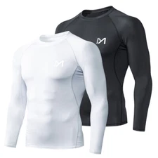2Pack Men Compression Long Sleeve Shirts Undershirts Workout Gym Sports Running