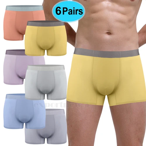 6 Pairs of Men’s Boxer Briefs Soft Breathable Underwear 4-Way Stretch Waistband - Picture 1 of 17