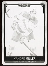 2021-22 O-Pee-Chee Hockey K'Andre Miller #297 Black Printing Plate 1/1 Rangers