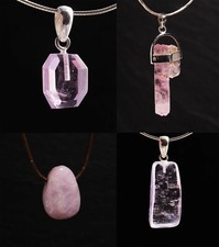 Unikat Edelstein Anhänger mit Kunzit Spodumen für Ketten und Band Steinschatz