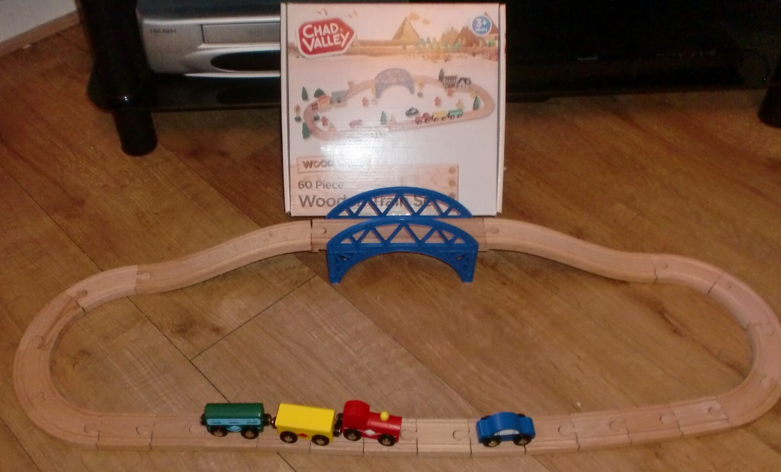 Chad Valley Wooden Train Rail Track Set Boxed 60 Piece Set eBay