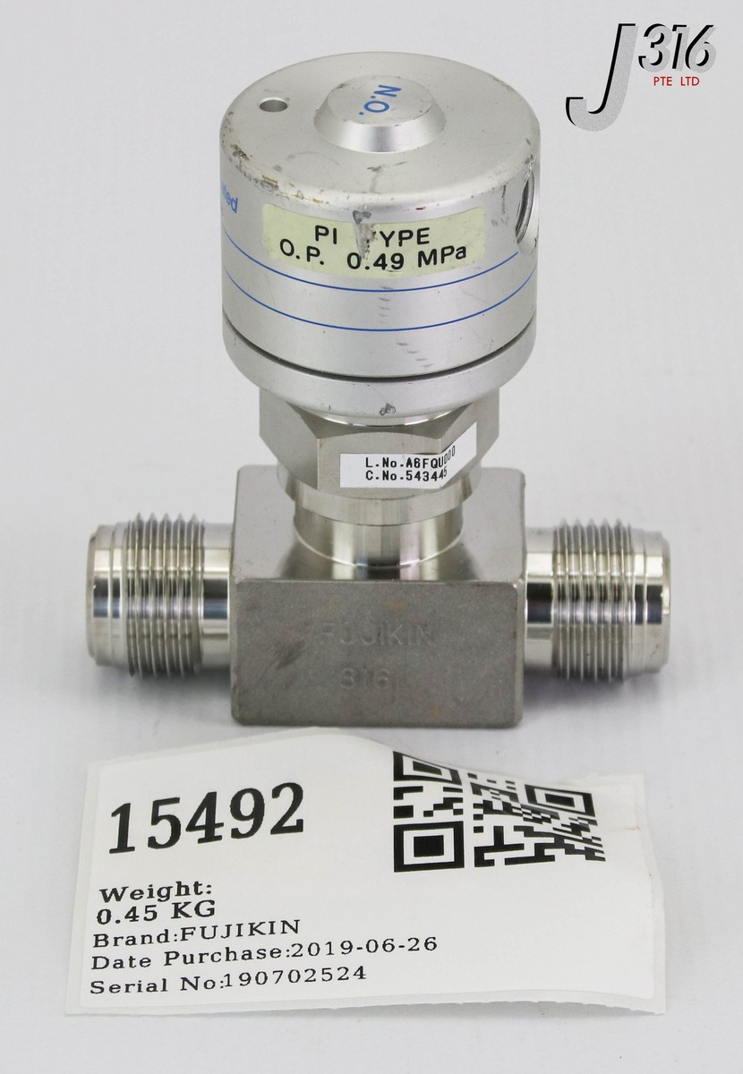 15492 FUJIKIN DIAPHRAGM VALVE, TYPE N.O., 0.49MPA 543445 | eBay