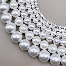 Snow White Glass Pearl Round Beads 3-12mm 16" , Beads for Jewelry Making 12