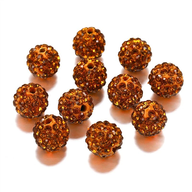 50 piezas cuentas de diamantes de imitación de arcilla polimérica pavimentar cuentas de bola de discoteca 10 mm cuentas elige el color Foto 4 de 4