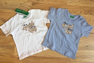 United Colours Of Benetton Jungen blau und weiß Baumwolle T-Shirts Paket 3-6 Neu mit Etikett