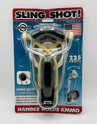 Trumark FS-1 Slingshot 225 Yard Range Handle Holds Ammo Made In USA Wrist Rocket