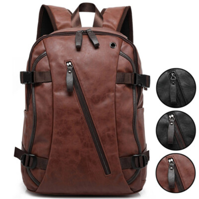 brown leather backpack with side zippers For Men | 16" Laptop Backpack | Leather College Backpack With a top handle and adjustable straps Berliner Bags - Utrecht XL