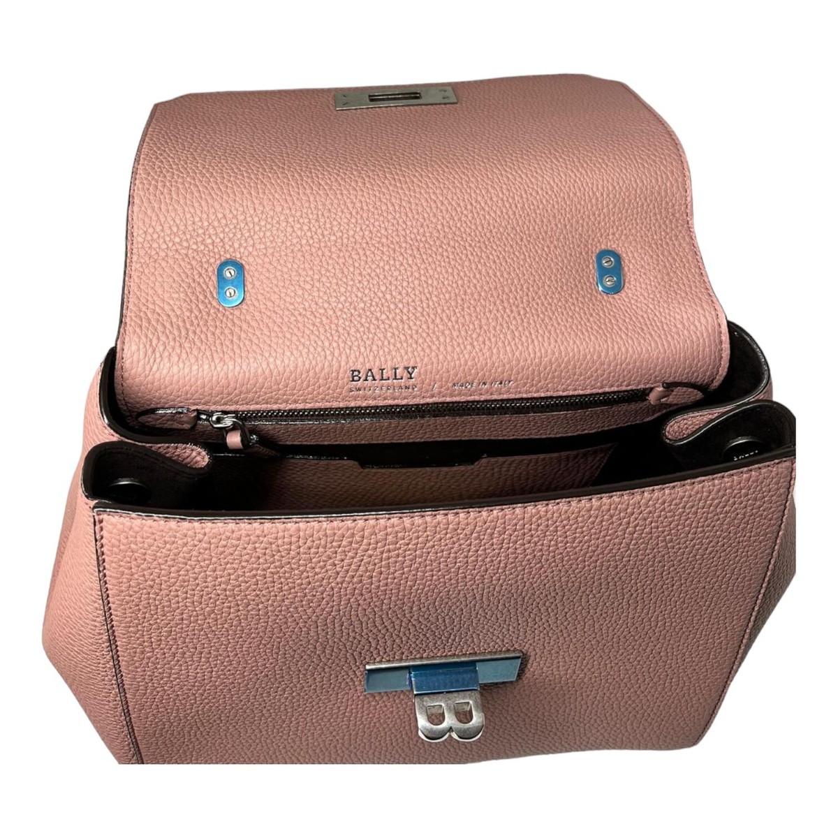 Bally B Turn 6203769 Rosehaze Calf Grained Turnlock Shoulder Bag
