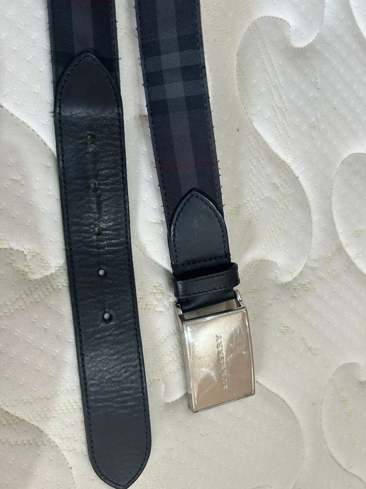 S10# Burberry Cinturón Nova Check Cinturón Gris Talla 36IT para Hombre Hecho en Italia 41 Pulgadas Foto 4 de 4